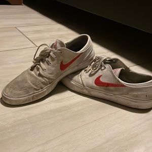 Nike sb red and white lightly warn